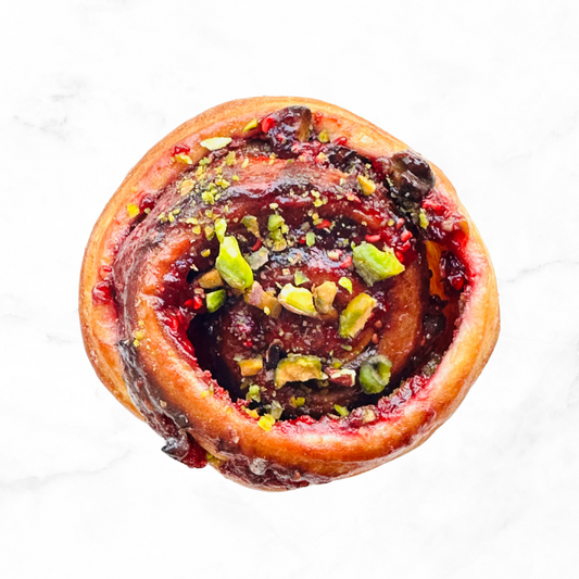 RASPBERRY PISTACHIO BRIOCHE BUN